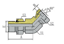 45 METRIC  O-RING  MALE/BSPP  FEMALE  60  CONE