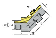 45  JIS  GAS  MALE  60  CONE/BSP  MALE  WITH  O-RING