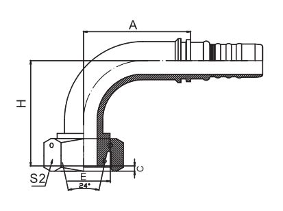 90°METRIC FEMALE 24° CONE SEAT H.T