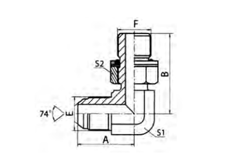 90° ELBOW JIC MALE 74° CONE