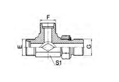 BSP THREAD ADJUSTABLE STUD END WITH O-RING SEALING RUN TEE