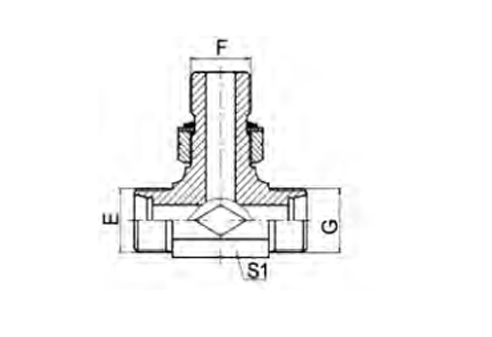 BSP THREAD ADJUSTABLE STUD ENDS WITH O-RING SEALING BRANCH TEE